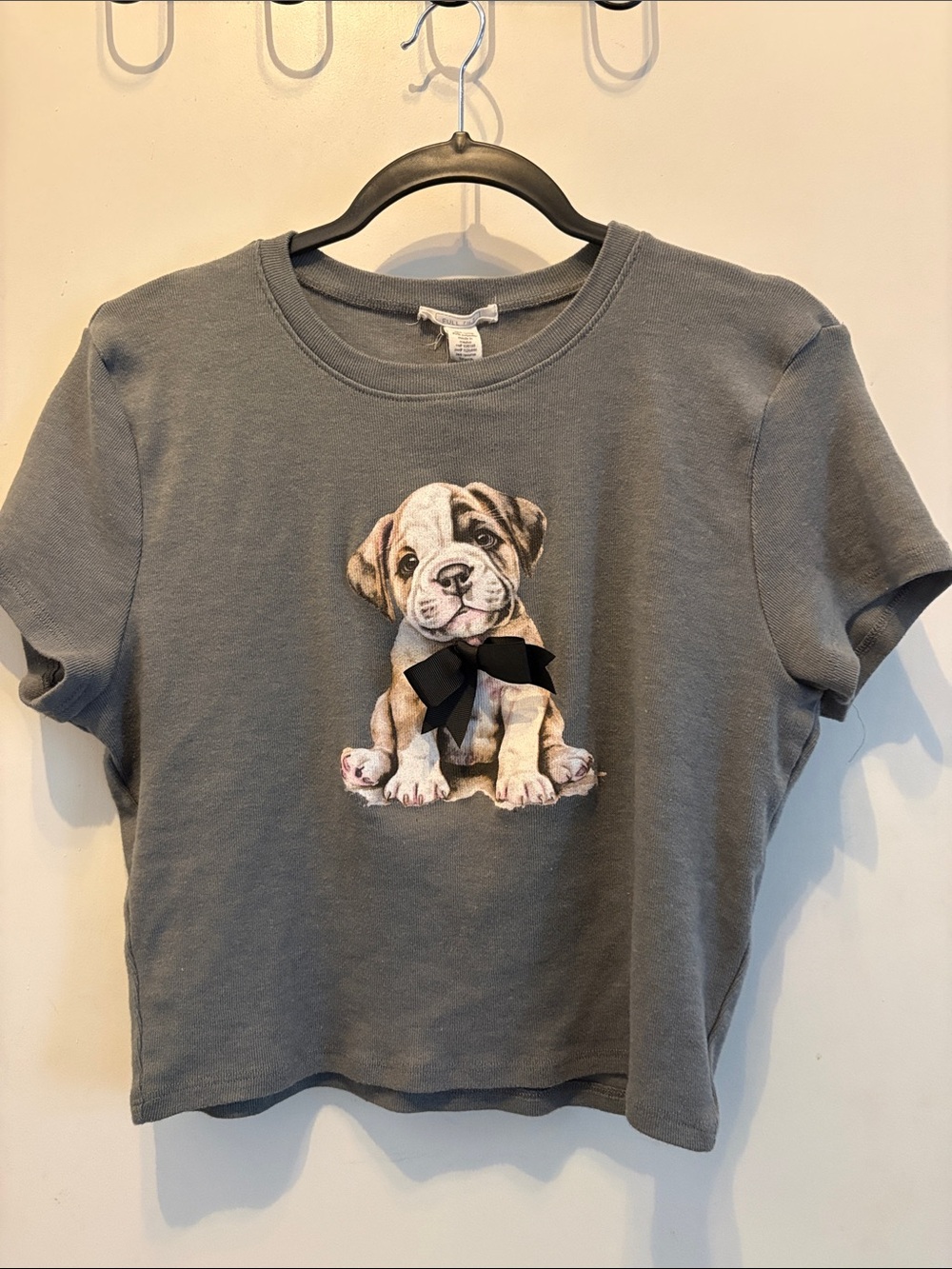 Full Tilt Cute Sage Puppy Graphic Dog Tee with Black Bow Size XXL Soft Girl Y2K